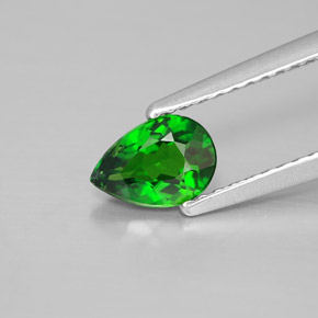 Diopsídio de cromo verde natural 0,55ct, formato de pêra, VVS-VS