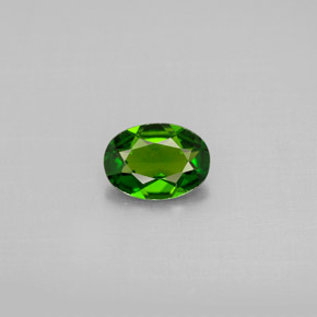 Diopsídio de cromo verde natural 0,65ct, corte oval, VVS