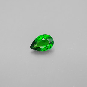 Diopsídio de cromo verde natural 0,31ct, formato de pêra, VVS