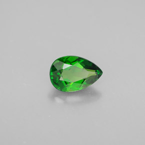 Diopsídio de cromo verde natural 0,74ct, formato de pêra, VVS