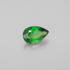 Diopsídio de cromo verde natural 0,64ct, formato de pêra, VVS