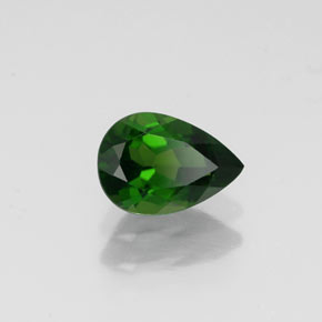 Diopsídio de cromo verde natural 0,70ct, formato de pêra, VVS-VS