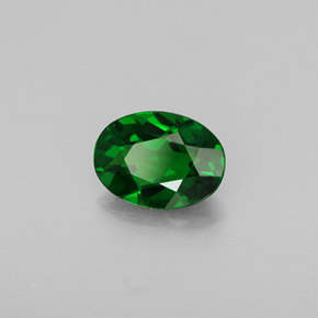 Diopsídio de cromo verde natural 0,70ct, corte oval, VVS
