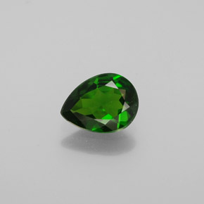 Diopsídio de cromo verde natural 0,89ct, formato de pêra, VVS-VS