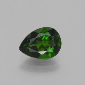 Diopsídio de cromo verde natural 1,13ct, formato de pêra, VVS