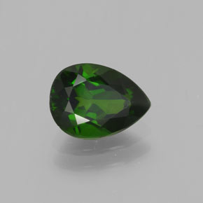 Diopsídio de cromo verde natural 1,13ct, formato de pêra, VVS