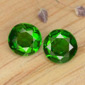Pedras preciosas de diopsídio de cromo verde natural de 0,87 ct, corte redondo, VS-SI