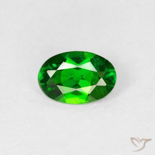 Diopsídio de cromo verde natural 0,45ct, corte oval, VS