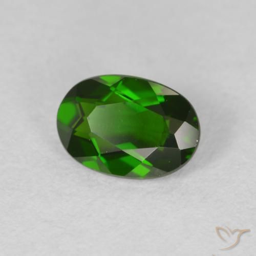 diopsídio de cromo verde escuro Natural 0.89ct, oval, VVS-VS