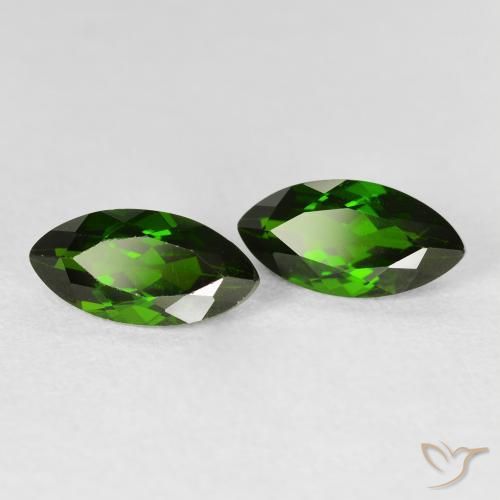 Pedras preciosas de diopsídio de cromo Medium Dark-Green natural de 2.79 ct, Marquesa, VS-SI