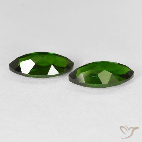 Pedras preciosas de diopsídio de cromo Medium Dark-Green natural de 2.79 ct, Marquesa, VS-SI