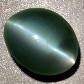 Chrysoberyl cat's eye verde natural 2,48ct, corte oval, opaco