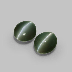 Pedras preciosas de chrysoberyl cat's eye verde natural de  ct, corte oval, translúcido