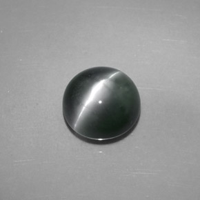Chrysoberyl cat's eye verde natural 4,08ct, corte redondo, opaco