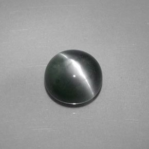 Chrysoberyl cat's eye verde natural 4,08ct, corte redondo, opaco