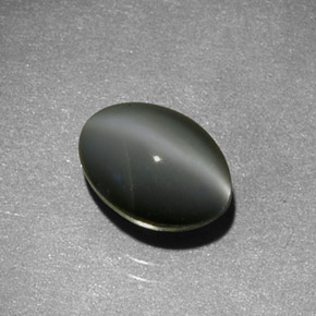 Chrysoberyl cat's eye cinza natural 1,59ct, corte oval, translúcido