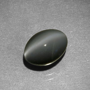 Chrysoberyl cat's eye cinza natural 1,59ct, corte oval, translúcido