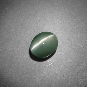Chrysoberyl cat's eye verde natural 0,93ct, corte oval, translúcido