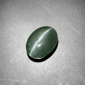 Chrysoberyl cat's eye verde natural 3,04ct, corte oval, opaco