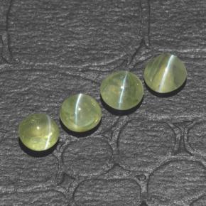 Pedras preciosas de chrysoberyl cat's eye verde natural de 1,42 ct, corte redondo, translúcido