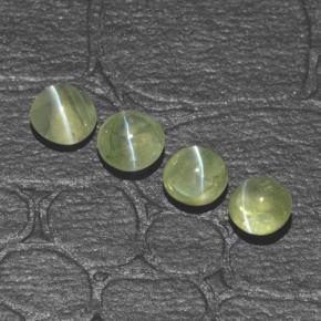 Pedras preciosas de chrysoberyl cat's eye verde natural de 1,42 ct, corte redondo, translúcido