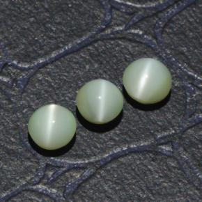 Pedras preciosas de chrysoberyl cat's eye verde natural de 1,31 ct, corte redondo, translúcido