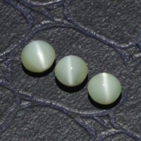 Pedras preciosas de chrysoberyl cat's eye verde natural de 1,31 ct, corte redondo, translúcido