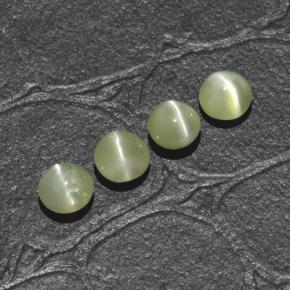 Pedras preciosas de chrysoberyl cat's eye verde natural de 1,66 ct, corte redondo, translúcido
