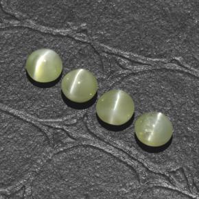 Pedras preciosas de chrysoberyl cat's eye verde natural de 1,66 ct, corte redondo, translúcido