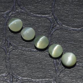Pedras preciosas de chrysoberyl cat's eye verde natural de 2,53 ct, corte redondo, translúcido