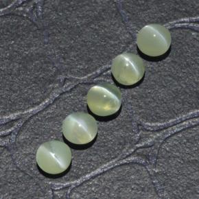 Pedras preciosas de chrysoberyl cat's eye verde natural de 2,23 ct, corte redondo, translúcido