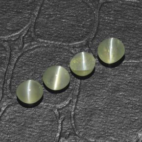 Pedras preciosas de chrysoberyl cat's eye verde natural de 1,48 ct, corte redondo, translúcido