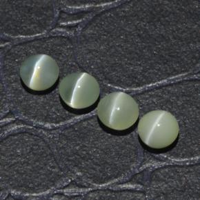 Pedras preciosas de chrysoberyl cat's eye verde natural de 1,65 ct, corte redondo, translúcido