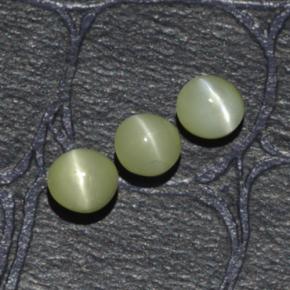 Pedras preciosas de chrysoberyl cat's eye verde natural de 1,15 ct, corte redondo, translúcido