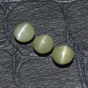 Pedras preciosas de chrysoberyl cat's eye verde natural de 1,15 ct, corte redondo, translúcido