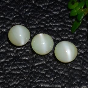 Pedras preciosas de crisoberilo olho de gato verde natural de 1,31 ct, corte redondo, translúcido