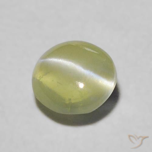 Crisoberilo Olho de Gato Verde amarelado Natural 0.33ct, Redondo, Transparente