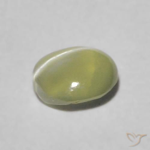 Crisoberilo Olho de Gato Verde amarelado Natural 0.33ct, Redondo, Transparente