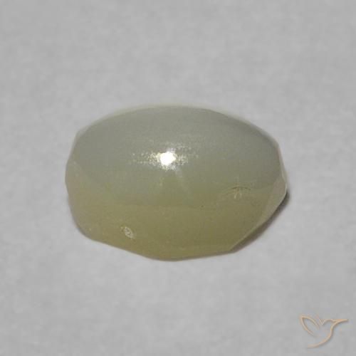 Crisoberilo Olho de Gato Verde amarelado Natural 0.36ct, oval, Translúcido