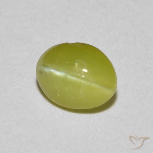 0.51ct Natural amarelo médio Crisoberilo Olho de Gato, oval, Translúcido