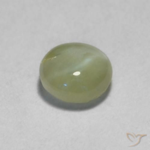 Crisoberilo Olho de Gato Verde acinzentado Natural 0.52ct, oval, Translúcido