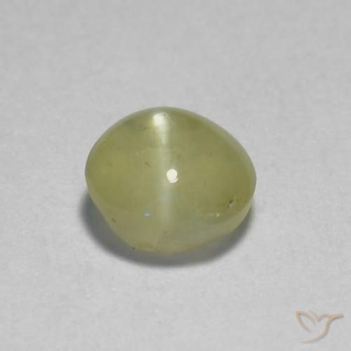 0.46ct Natural Amarelo Creme Pálido Crisoberilo Olho de Gato, oval, Translúcido