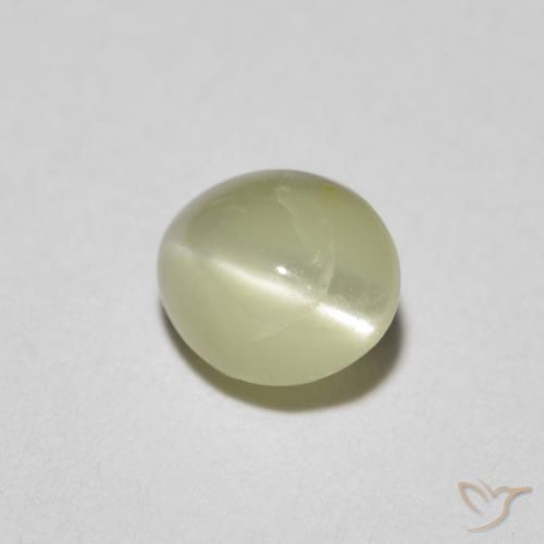 Crisoberilo Olho de Gato Amarelo Esverdeado Claro Natural 0.81ct, oval, Translúcido