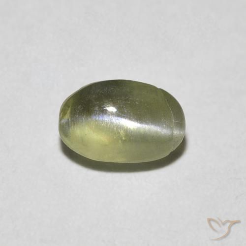 0.55ct Natural Medium Dark-Green Crisoberilo Olho de Gato, oval, Translúcido