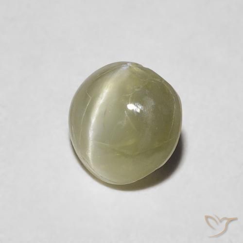 Crisoberilo Olho de Gato Verde amarelado Natural 0.62ct, Redondo, Translúcido