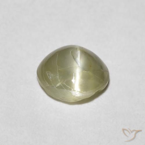 Crisoberilo Olho de Gato Verde amarelado Natural 0.62ct, Redondo, Translúcido