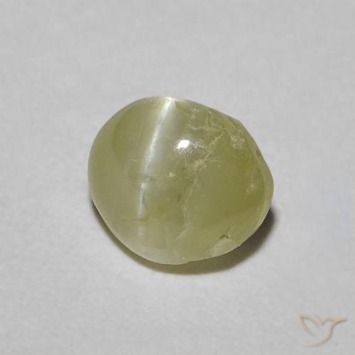 Crisoberilo Olho de Gato Verde amarelado Natural 0.60ct, oval, Translúcido