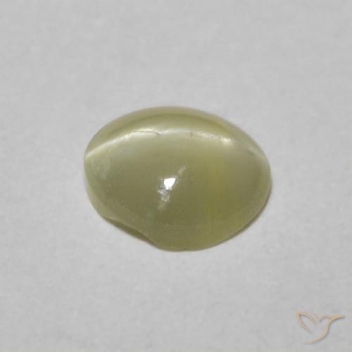 Crisoberilo Olho de Gato amarelo médio Natural 0.45ct, oval, Translúcido