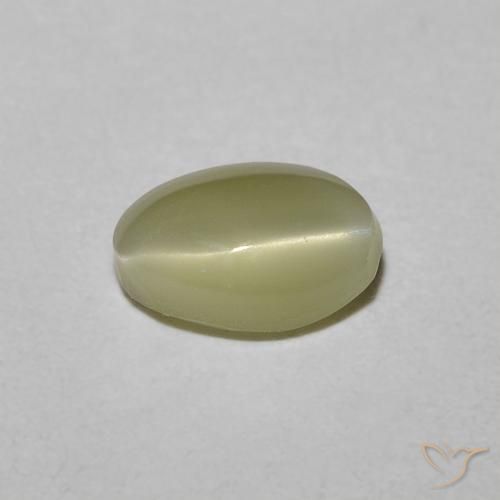 Crisoberilo Olho de Gato Amarelo Creme Pálido Natural 0.82ct, Corte Oval, Translúcido