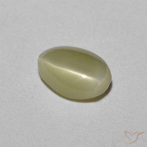 Crisoberilo Olho de Gato Amarelo Creme Pálido Natural 0.82ct, Corte Oval, Translúcido